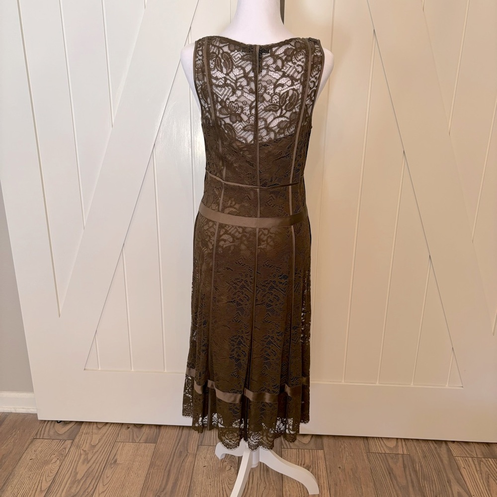 DKNY designer chocolate brown lace and camisole dress size: 4 - Picture 2 of 8